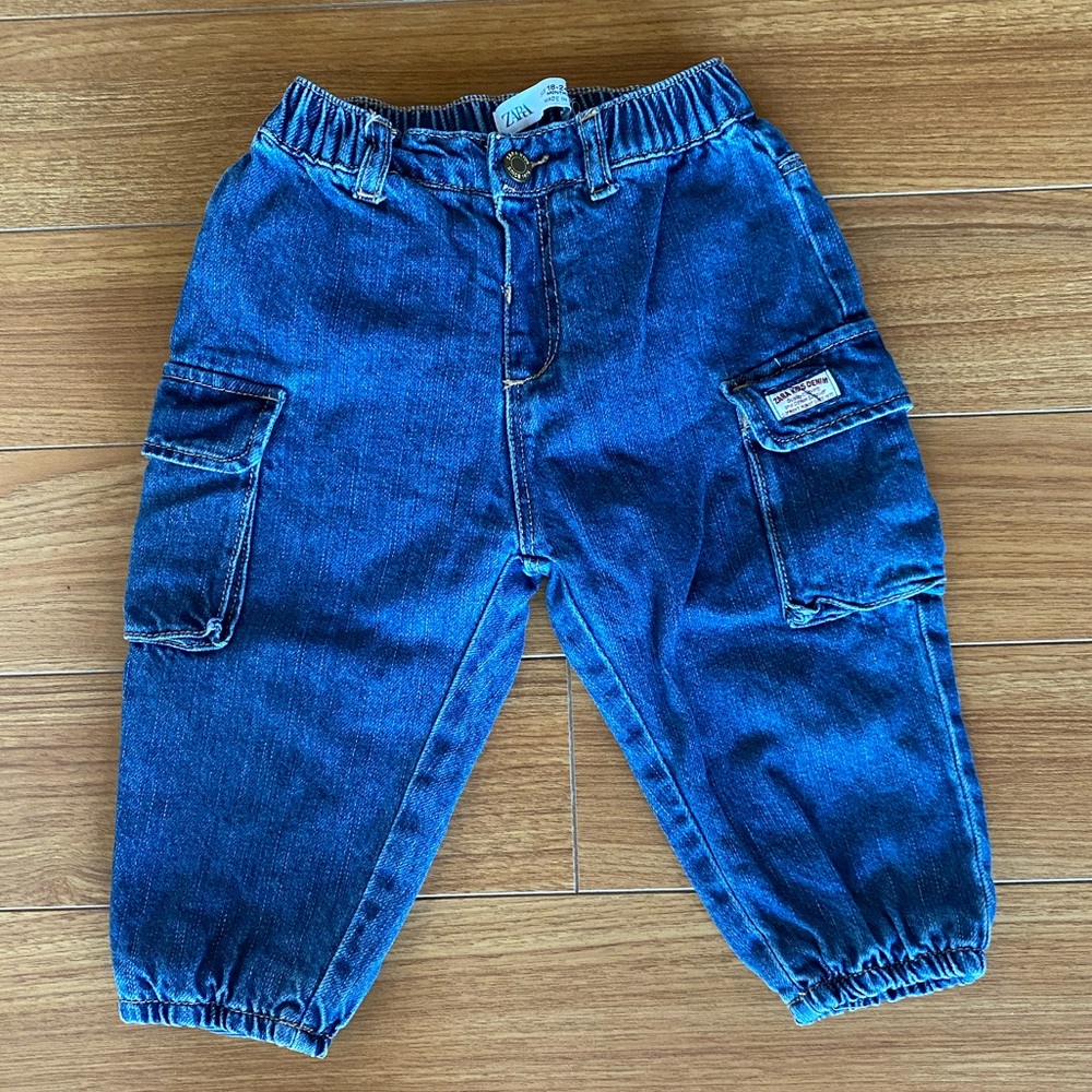 Zara Boys Dark Blue Cargo Jeans